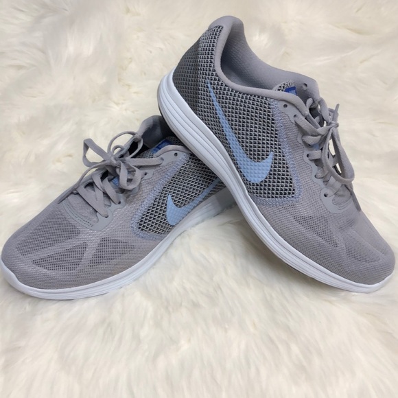 Nike Shoes - Nike Gray and blue shoes size 10 white soles
